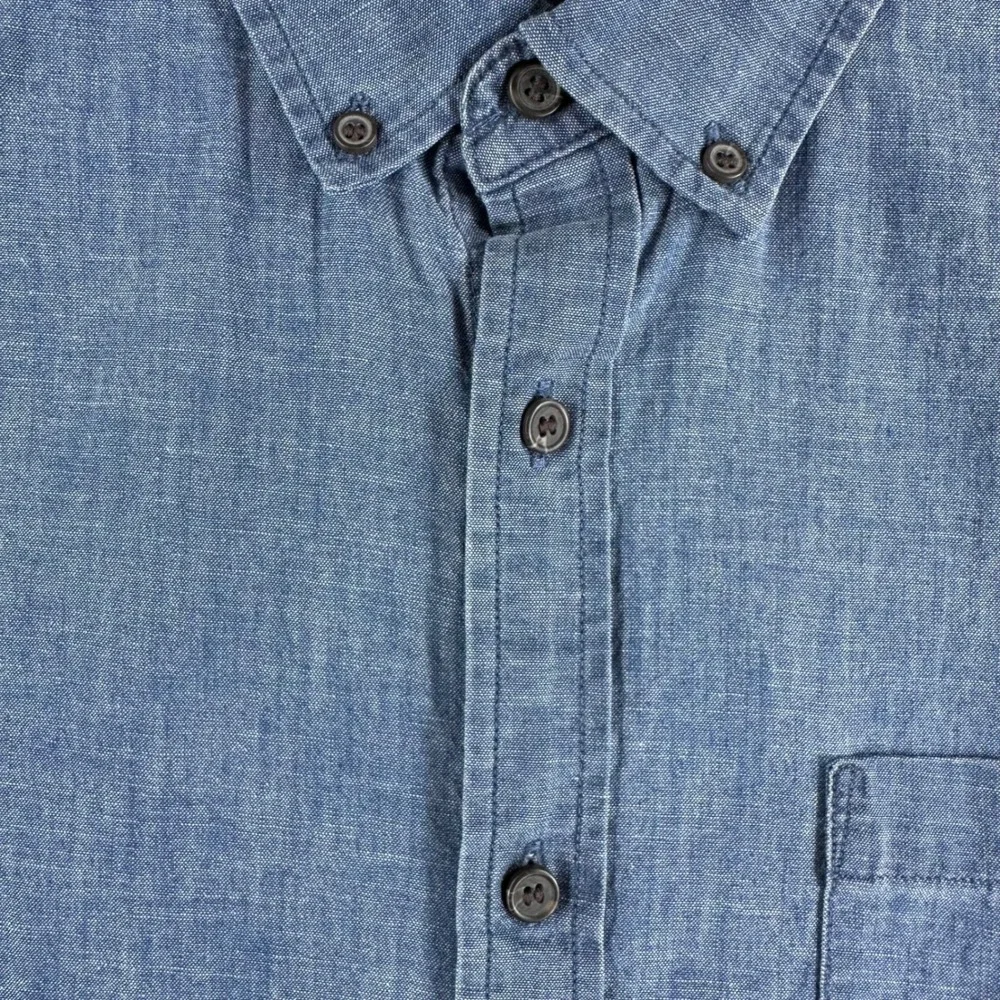 Banana Republic Mens‎ XL Blue Chambray Short Sleeve Button Down Untucked Shirt